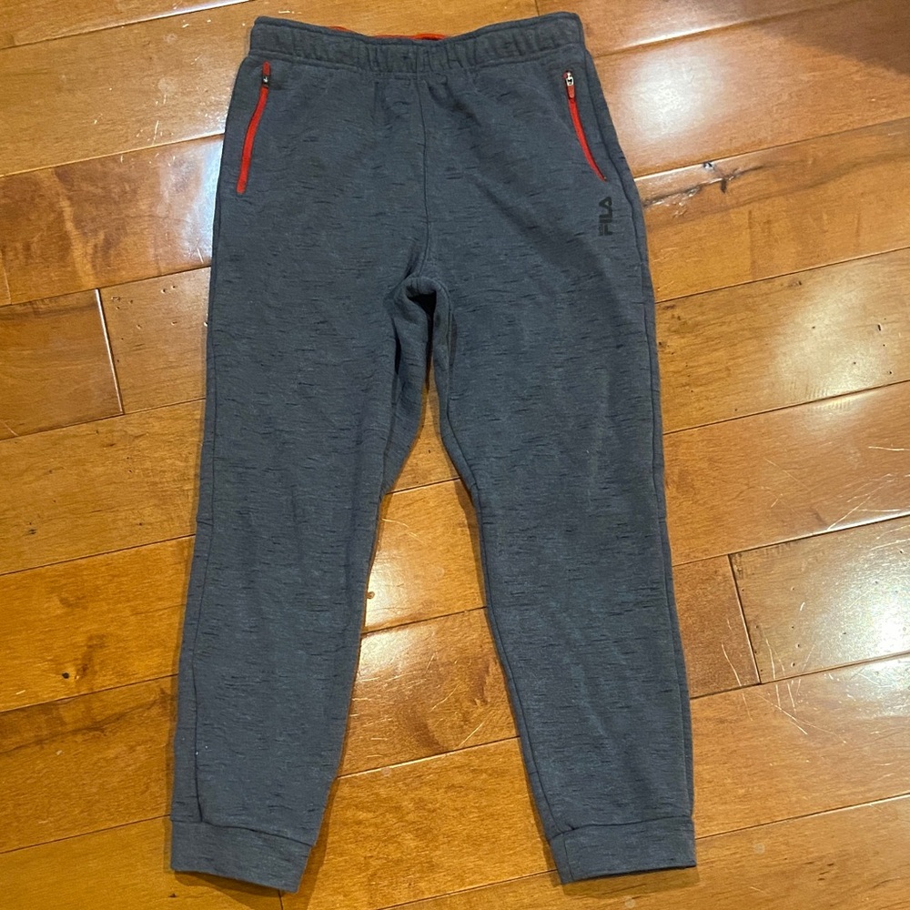 FILA Kids Charcoal Joggers with Red Accents